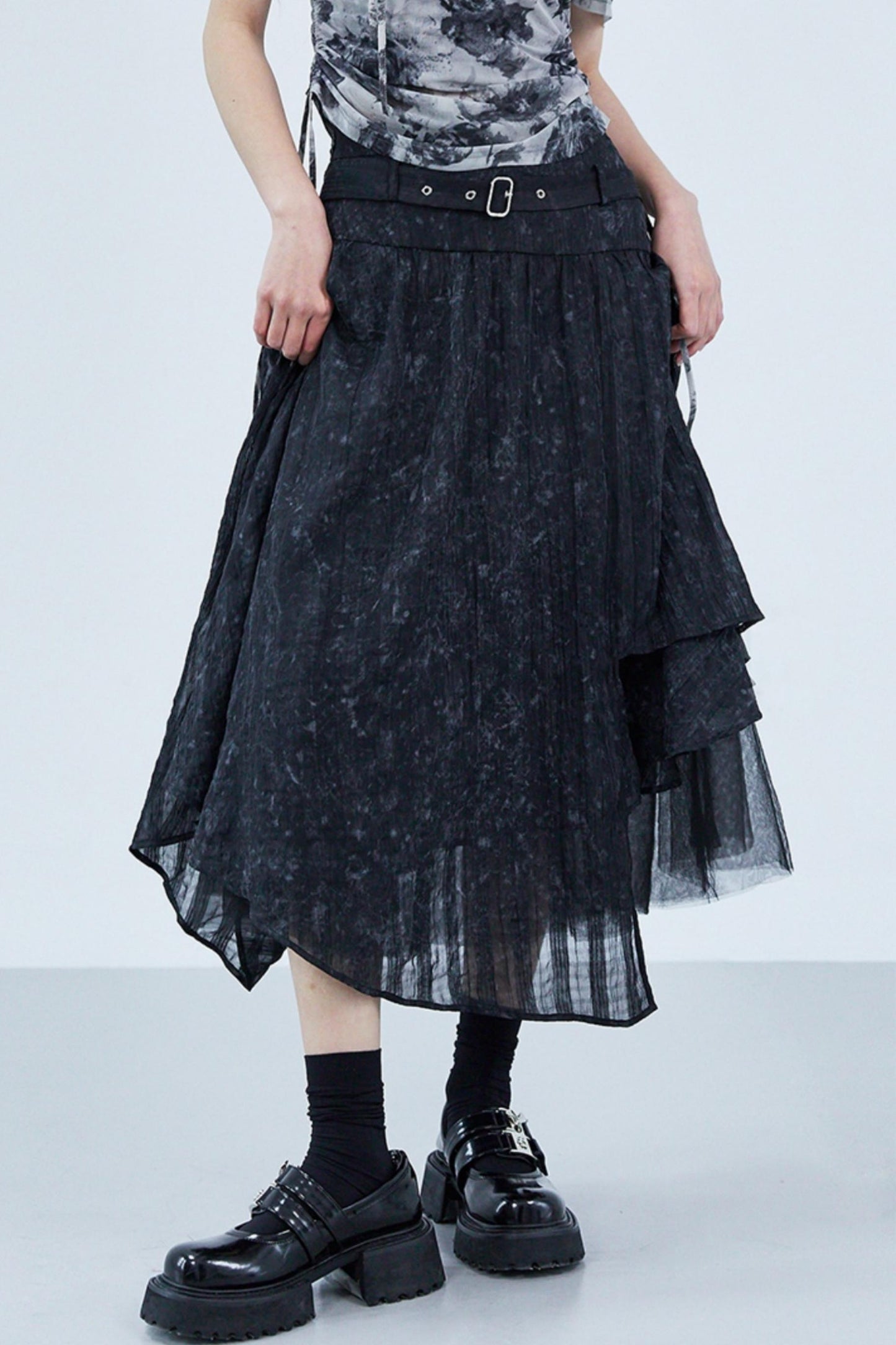 Stitched Tulle Tie-Dye Skirt