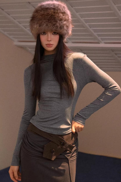 Half-Turtleneck Long Sleeve Top