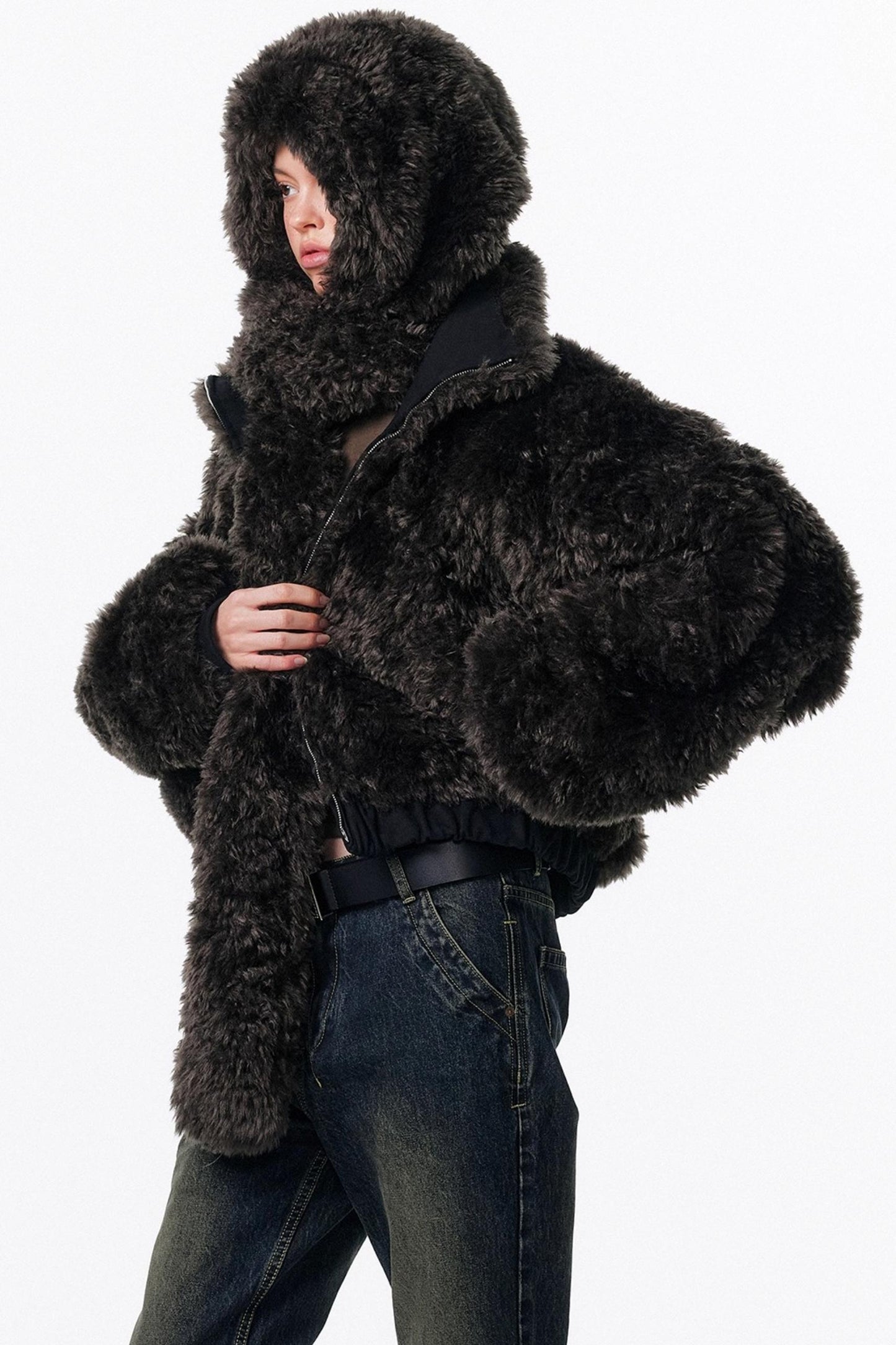 Eco-Friendly Fur Hooded Scarf