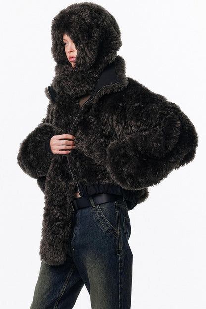 Eco-Friendly Fur Hooded Scarf