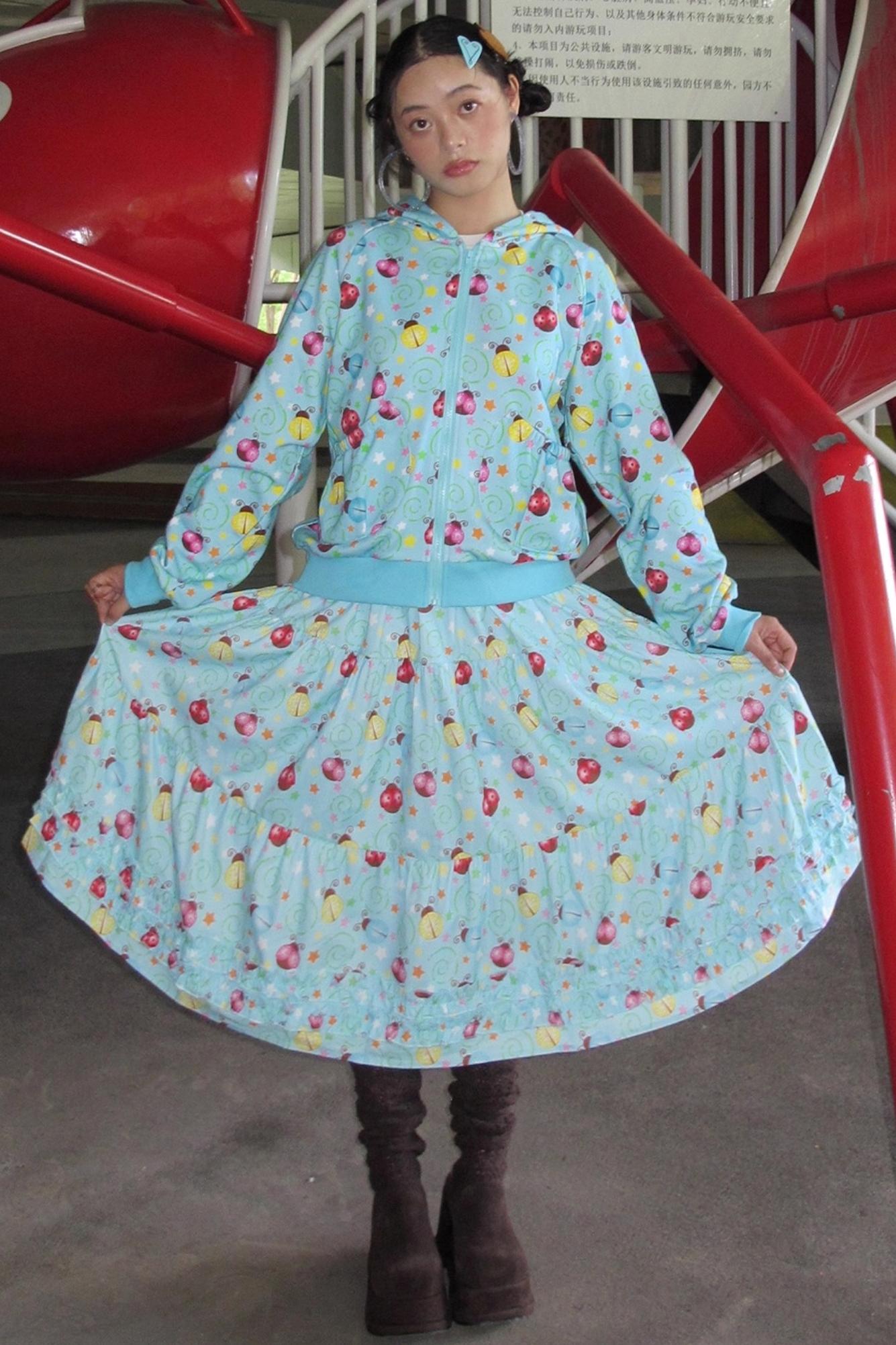 Autumn Beetle Blue Sweatshirt & Skirt Set-Up