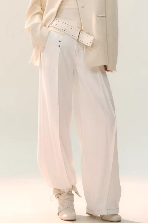 Double Pleated Wide-Leg Pants
