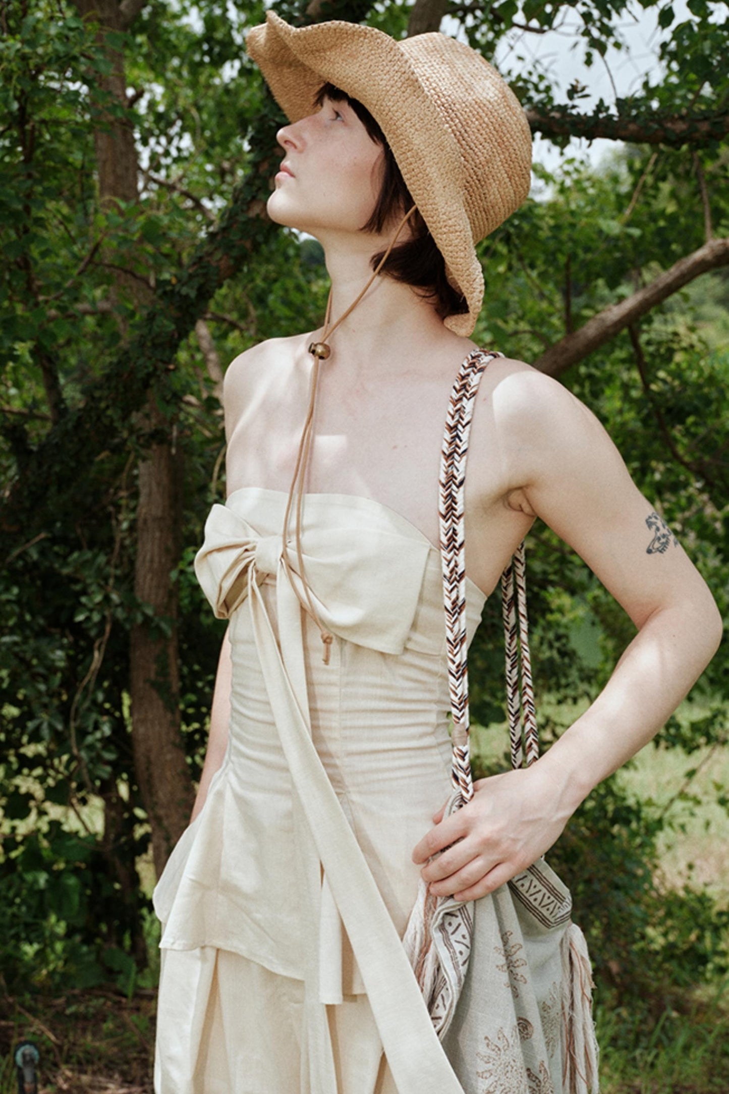 Eternal River Linen Bandeau Top & Wide-Leg Trousers Set-Up