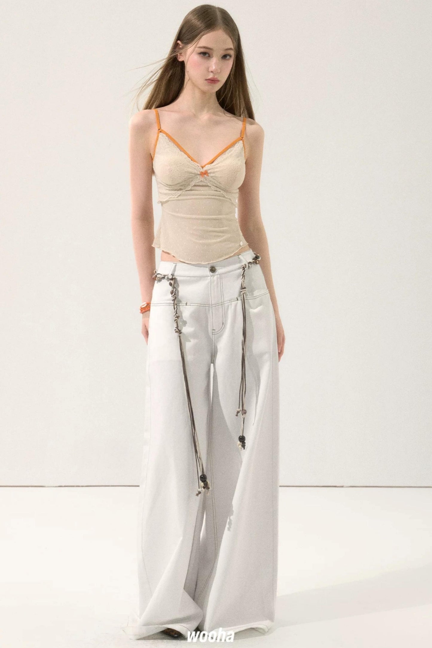 Retro Wide-Leg White Pants