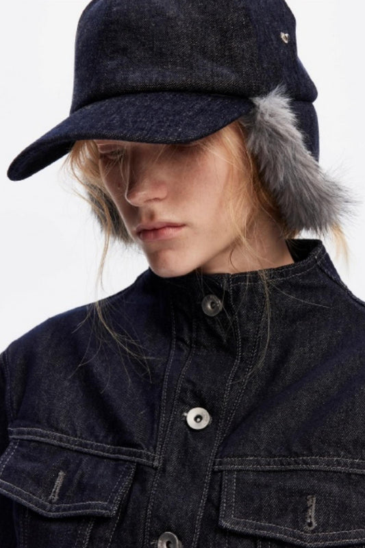 Furry Baseball Cap with Ear Protection
