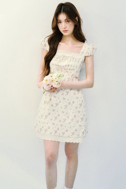 Floral Polka Dot A-Line Dress