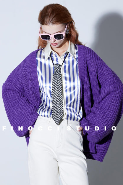 Rich Purple Wool Cardigan