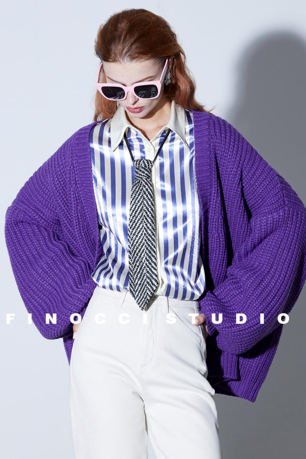 Rich Purple Wool Cardigan