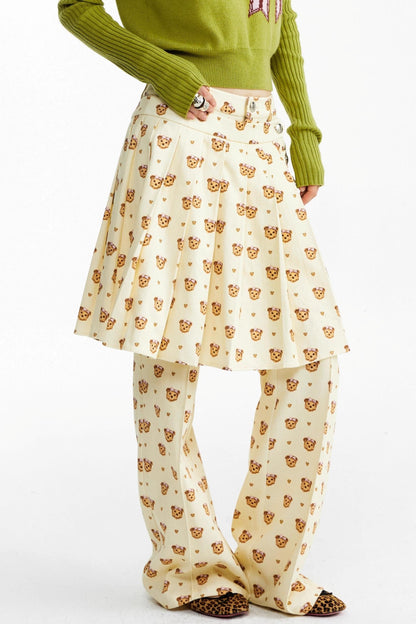 Detachable Pleated Two-Wear Slimming Culottes Pants Set