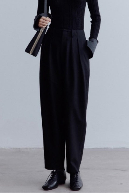 Black Cocoon Shaped Suit Pants