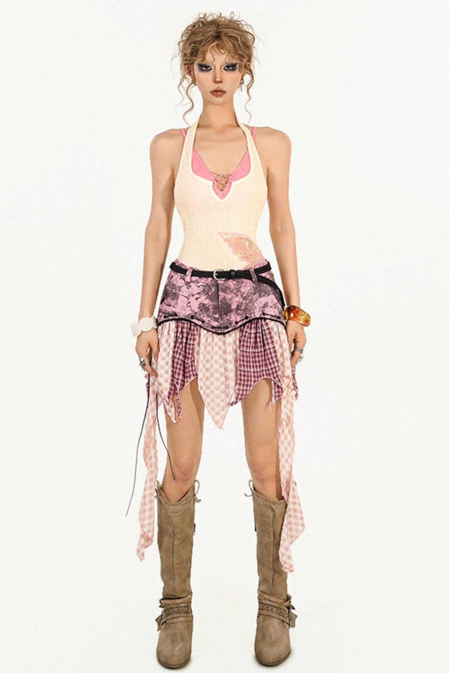 Summer Embroidered Pink Cardigan Set