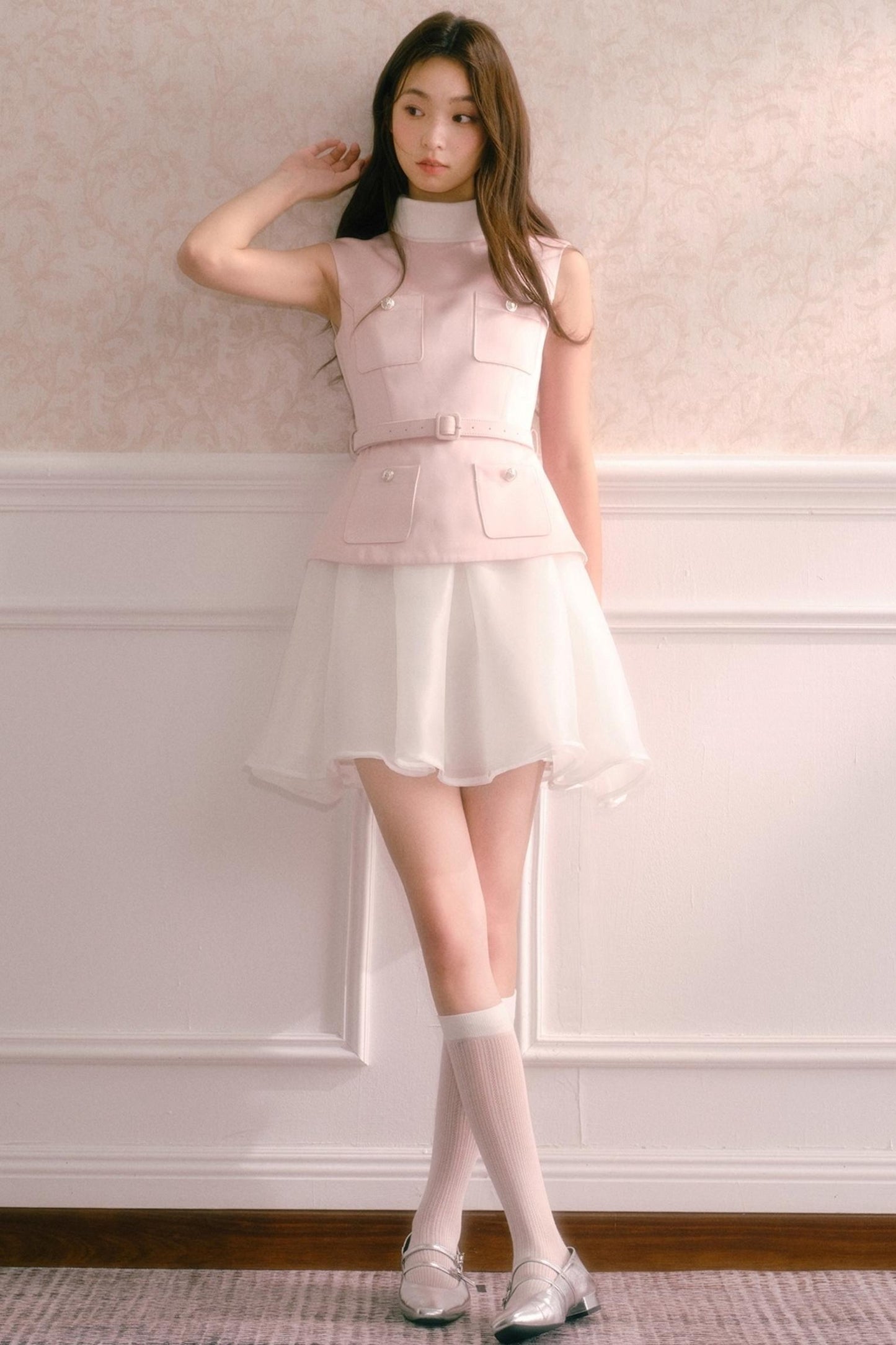 Pink Satin Puffy Daughter Dress