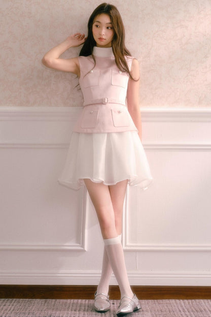 Pink Satin Puffy Daughter Dress