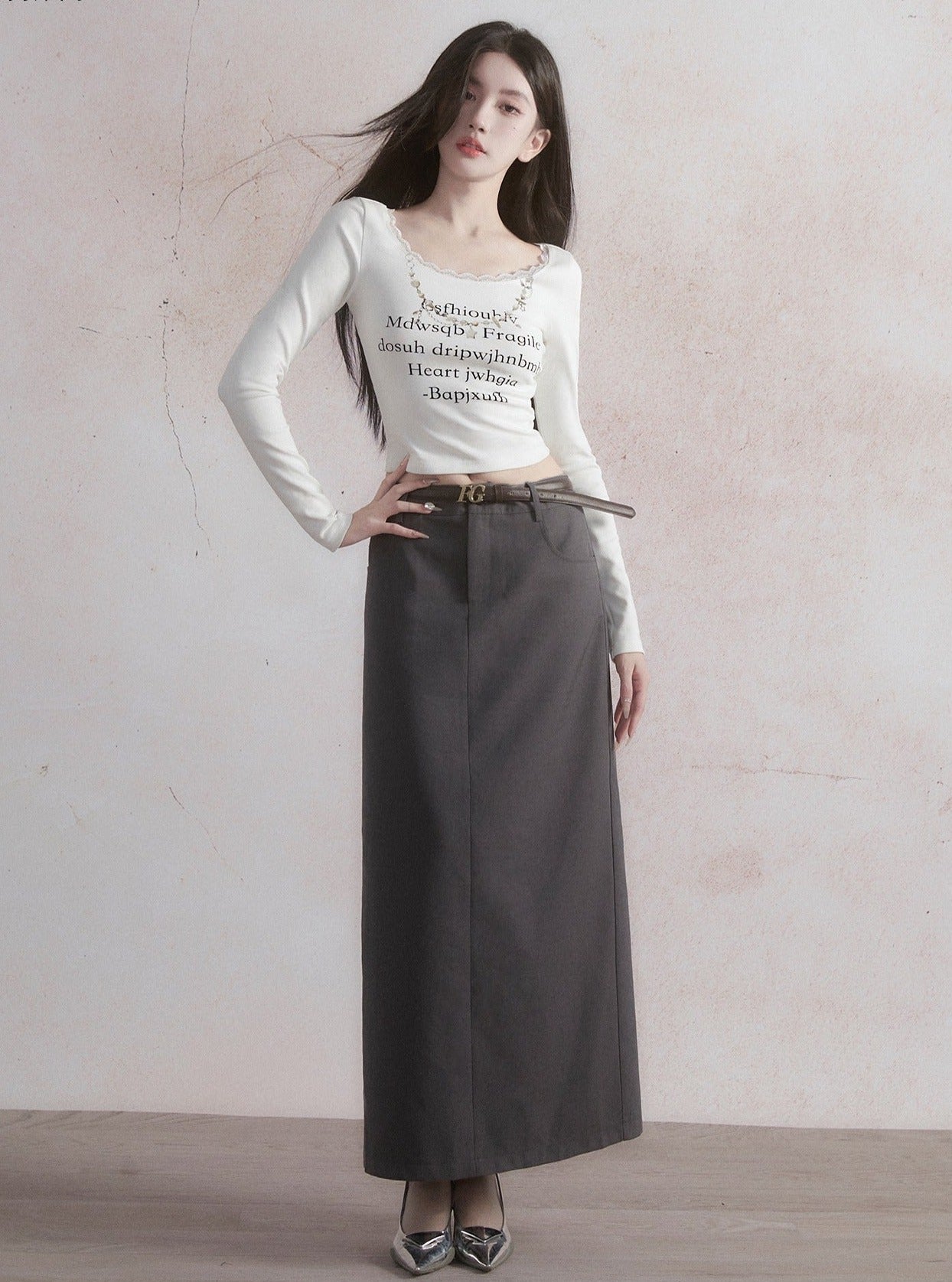 Classic commuter long straight skirt