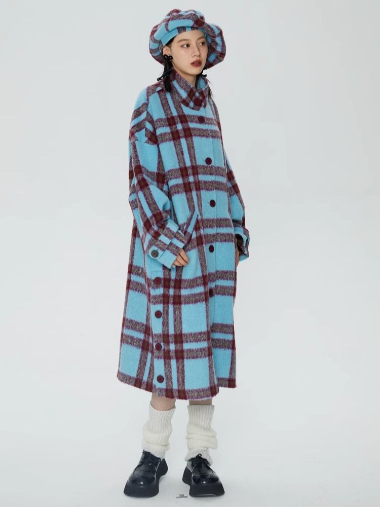 Tweed loose-fitting long coat