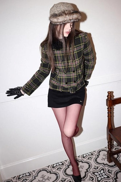 Retro Woolen A-Line Skirt
