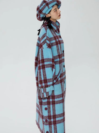 Tweed loose-fitting long coat