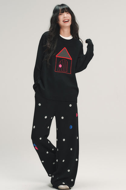 Color-Blocked Plaid Knit Top