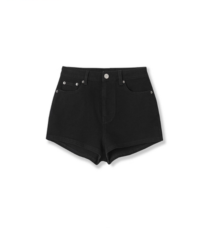 High Waist Black Denim Shorts