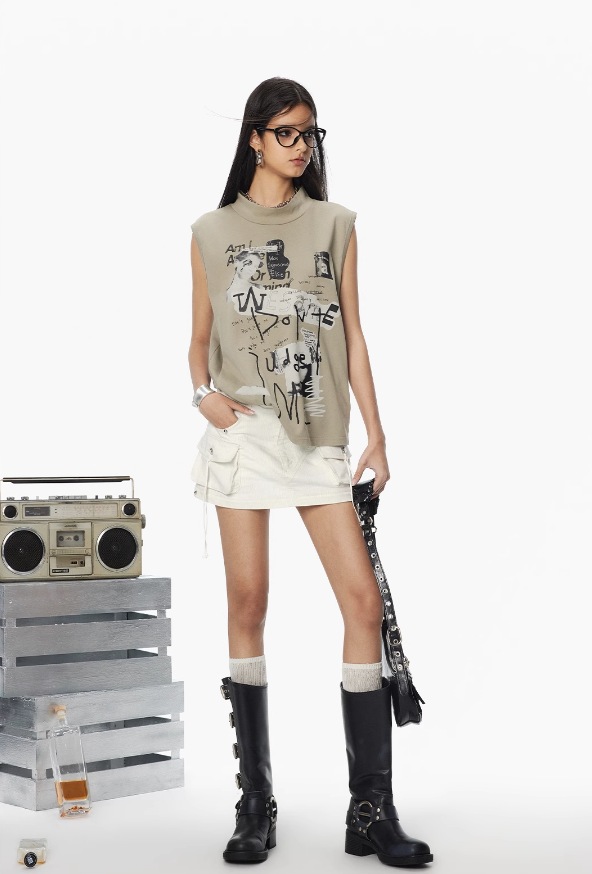 Graffiti Art Print High Neck Sleeveless