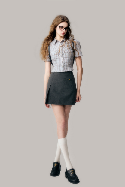 Preppy Style Slit Short Skirt