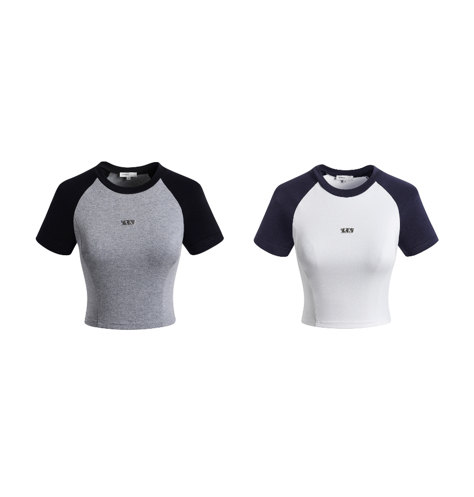 Bicolor Raglan Sleeve Short T-Shirt