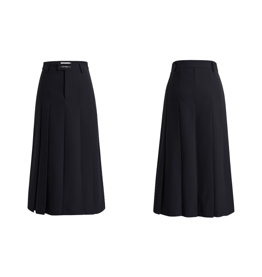 Black Pleated Long Skirt