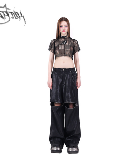 Center zip design loose silhouette pants