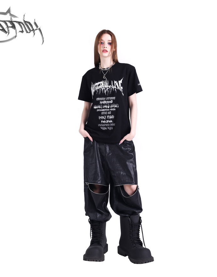 Center zip design loose silhouette pants