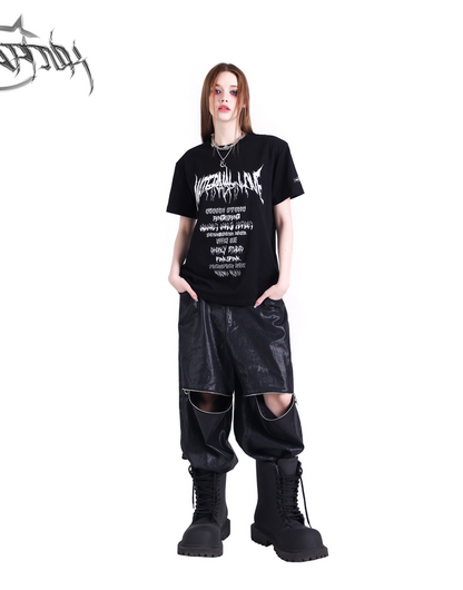 Center zip design loose silhouette pants