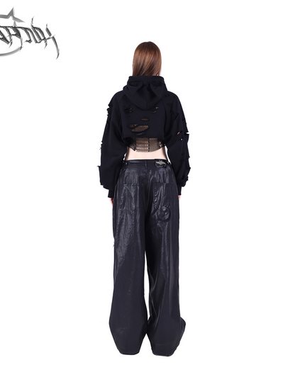 Center zip design loose silhouette pants