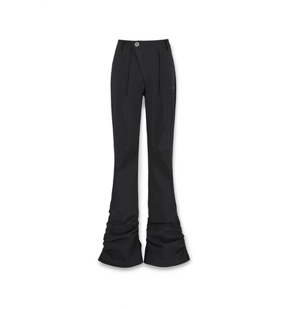 Black gathered flare pants