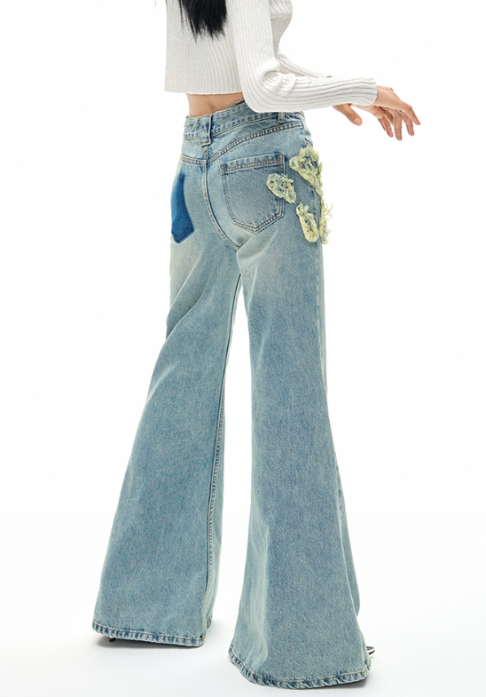 Side Damage Flared Denim Pants