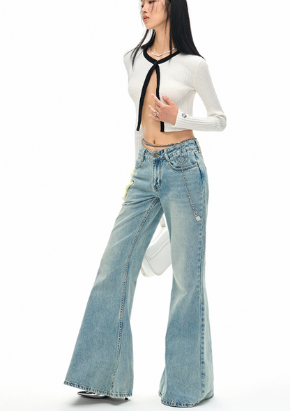 Side Damage Flared Denim Pants