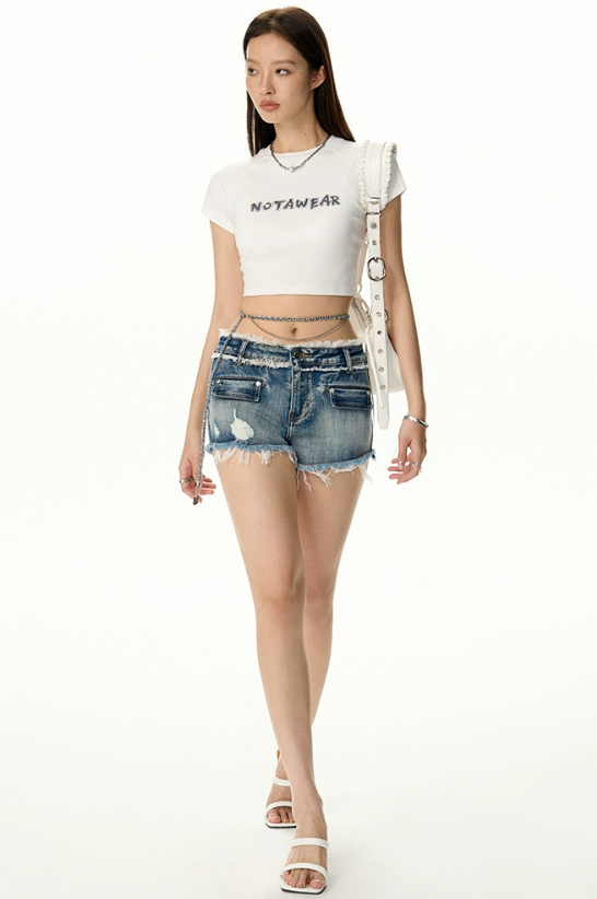 Fringe Style Short Denim Hot Pants