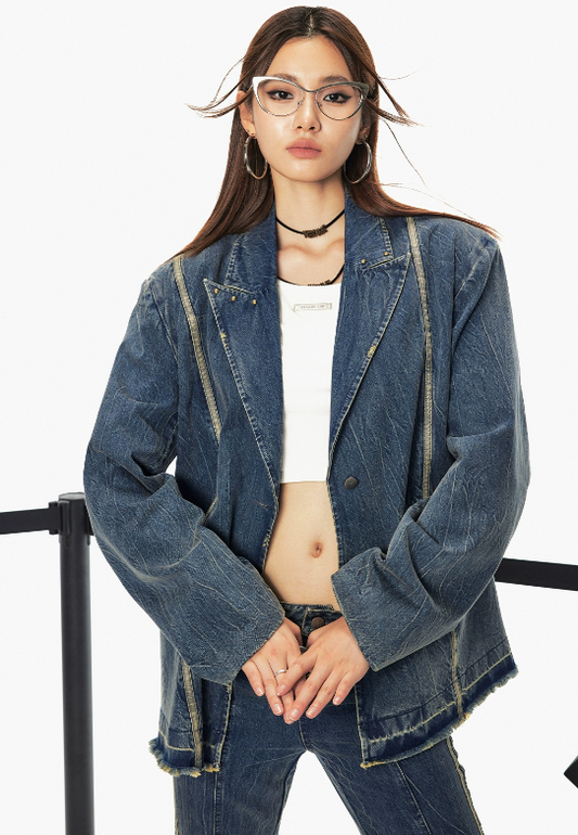 Line Design Denim Anzugjacke 