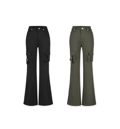 High Waist Flared Cargo Pants