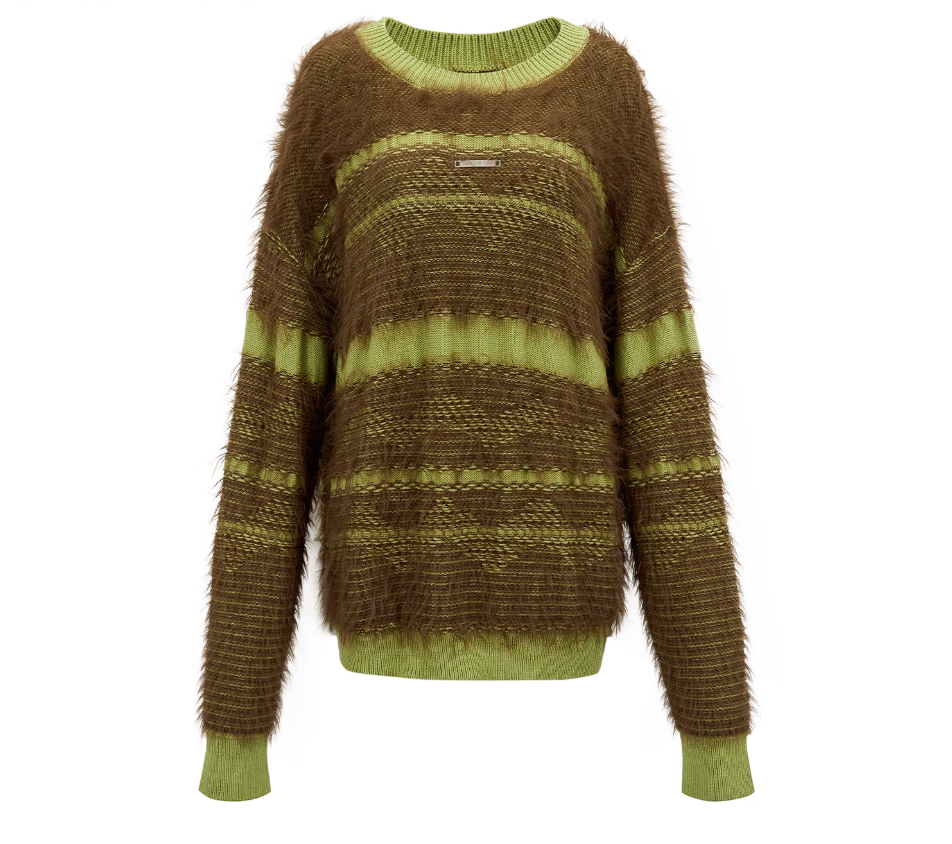 Mohair Jacquard Loose Sweater