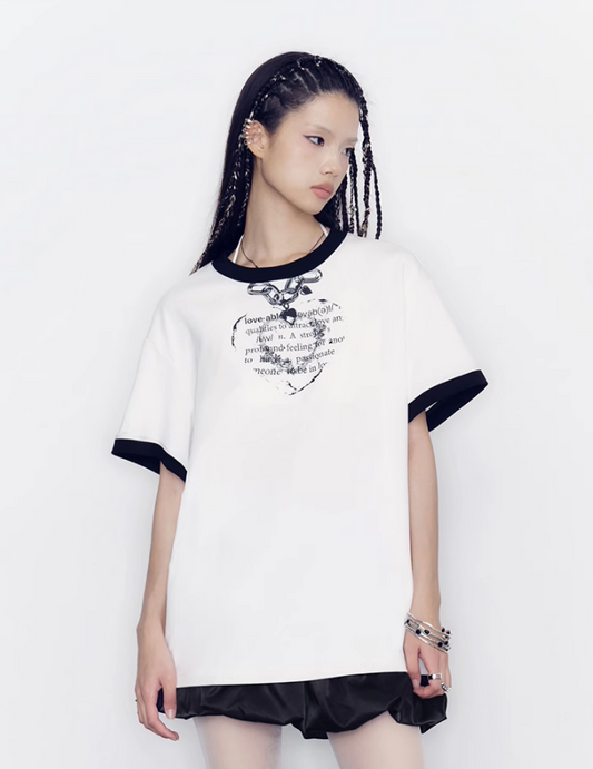 Chain Design Ringer T-Shirt