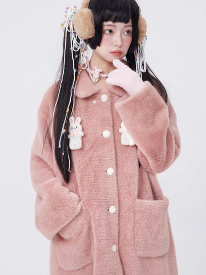 Retro Cute Rabbit Tweed Coat