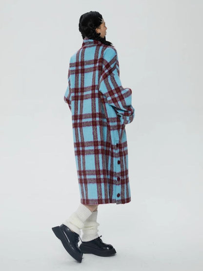 Tweed loose-fitting long coat