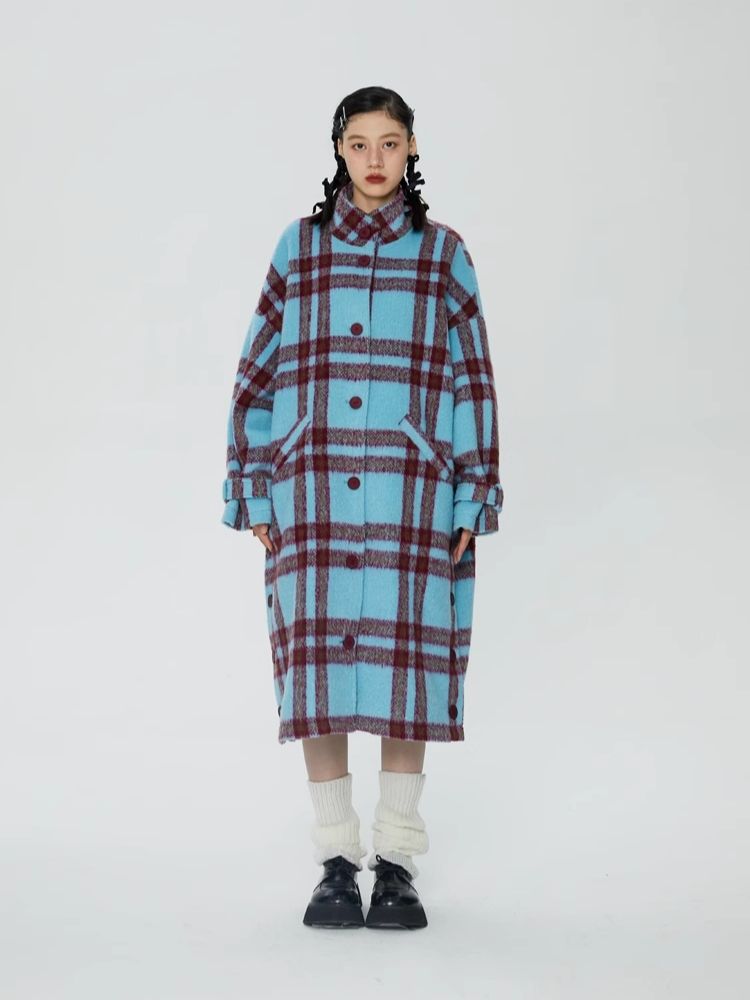 Tweed loose-fitting long coat