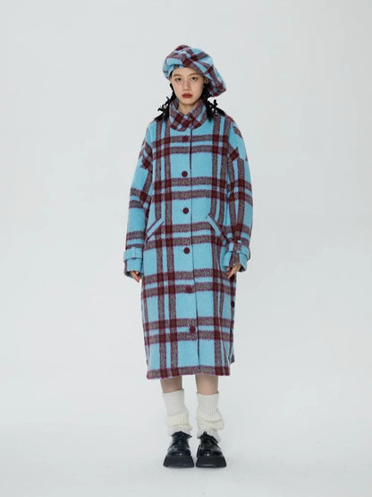 Tweed loose-fitting long coat