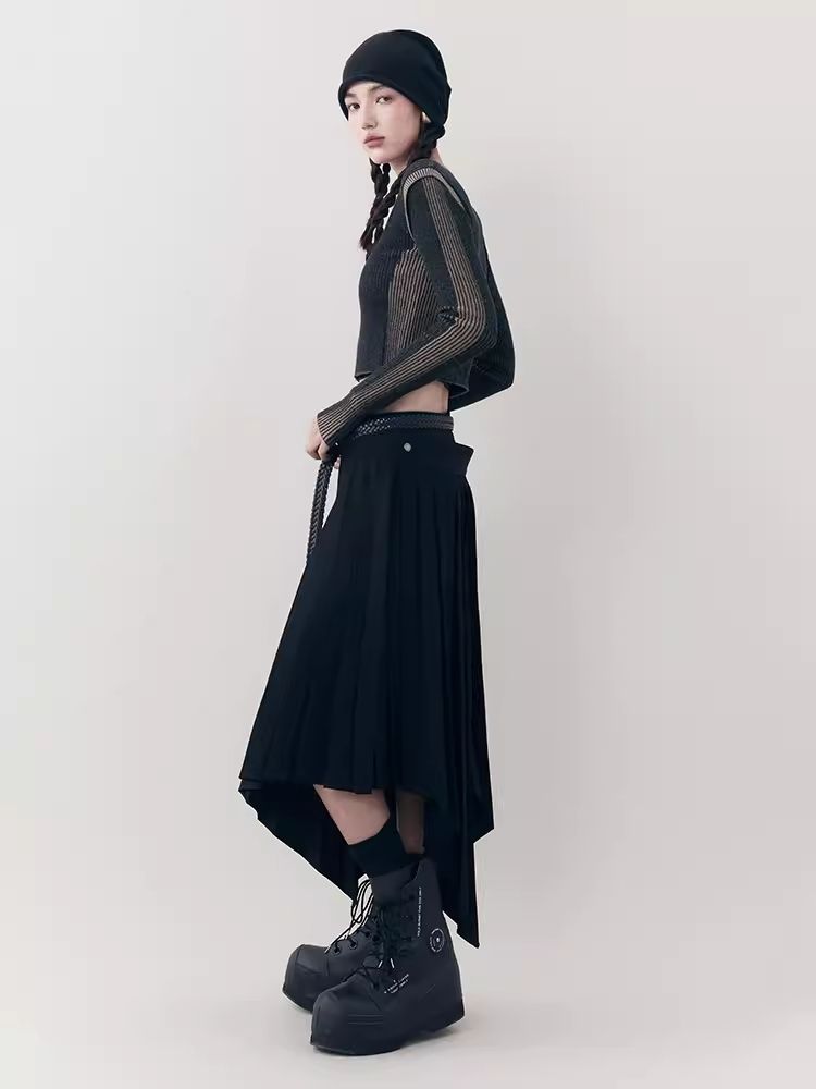 Irregular Mid-length Pleated Half-body Skirt