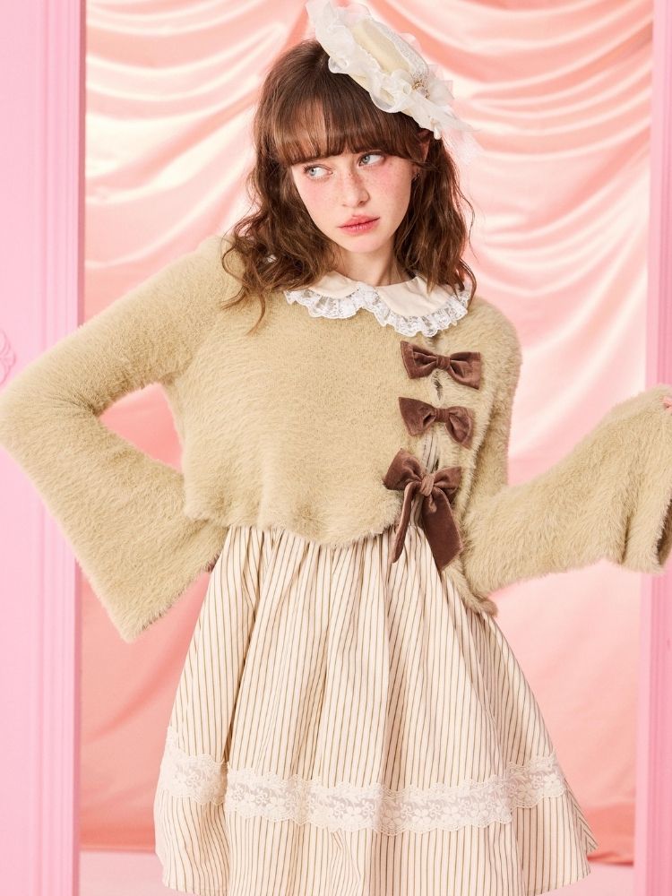 Doll Neck Bubble Sleeve Dress