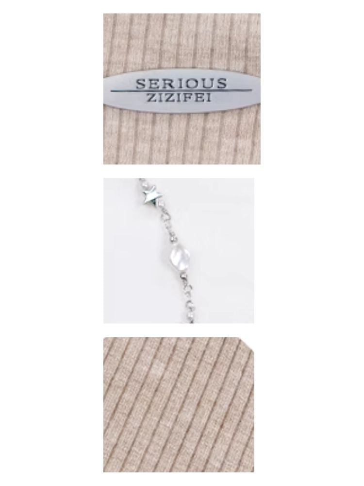 Slim thin chain neck knit sweater