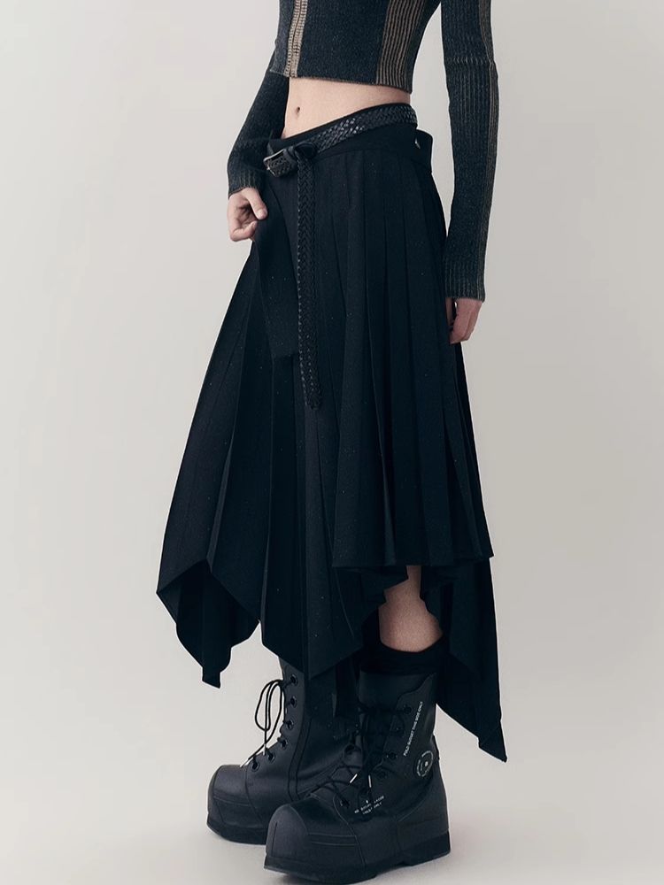 Irregular Mid-length Pleated Half-body Skirt