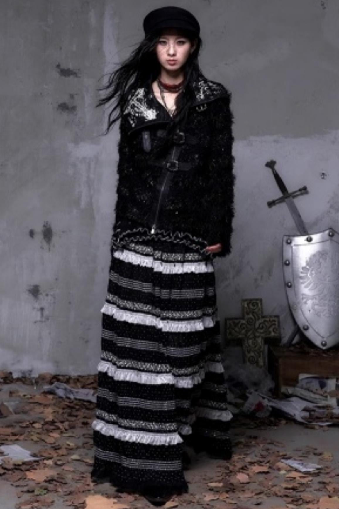 Vintage Dark Knight Plush Patchwork Coat