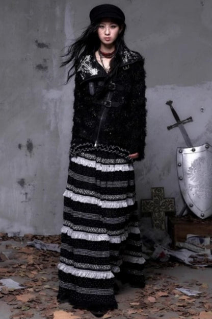 Vintage Dark Knight Plush Patchwork Coat