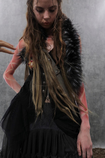 Yarn Stitched Vintage Fur Vest